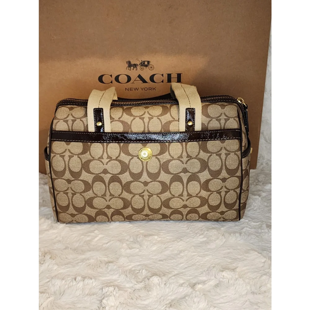 Coach Signature Canvas Satchel in Khaki/Brown